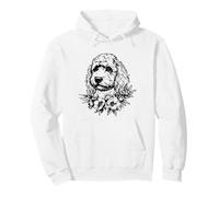 Womens Girls Black Ink Flowers Floral Art Cockapoo Dog Lover Sudadera con Capucha