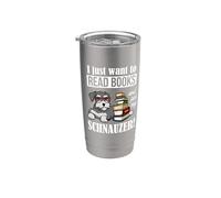 Womens Girls Boys Kids Read Books Miniature Schnauzer Lover Vaso térmico de acero inoxidable de doble pared