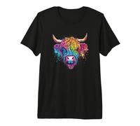 Womens Girls Colorful Heifer Scottish Highland Cow Lover Camiseta Premium