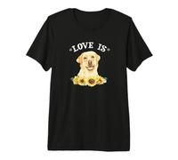 Womens Girls Cute Sunflowers Love Is Yellow Lab Dog Lover Camiseta Premium