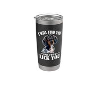 Womens Girls Funny Find You Lick You Piebald Dachshund Lover Vaso térmico de acero inoxidable de doble pared