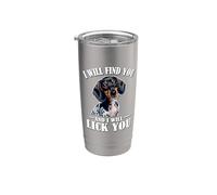 Womens Girls Funny Find You Lick You Piebald Dachshund Lover Vaso térmico de acero inoxidable de doble pared