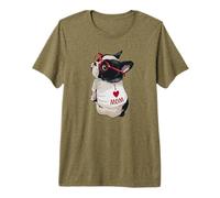 Womens Girls Funny I Heart Mom French Bulldog Lover Camiseta Premium