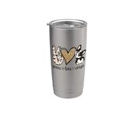 Womens Girls Funny Peace Love Black Tricolor Corgi Lover Vaso térmico de acero inoxidable de doble pared