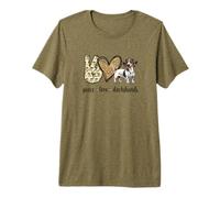 Womens Girls Funny Peace Love Piebald Dachshund Lover Camiseta Premium