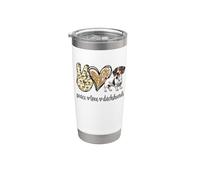 Womens Girls Funny Peace Love Piebald Dachshund Lover Vaso térmico de acero inoxidable de doble pared