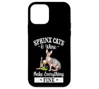 Womens Girls Funny Wine Fine Sphinx Cat Lover Carcasa para iPhone 12 Mini