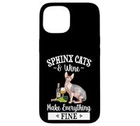 Womens Girls Funny Wine Fine Sphinx Cat Lover Carcasa para iPhone 15