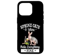 Womens Girls Funny Wine Fine Sphinx Cat Lover Carcasa para iPhone 16 Pro