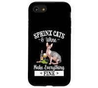 Womens Girls Funny Wine Fine Sphinx Cat Lover Carcasa para iPhone SE (2020) / 7/8