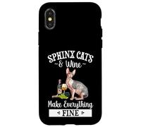 Womens Girls Funny Wine Fine Sphinx Cat Lover Carcasa para iPhone X/XS