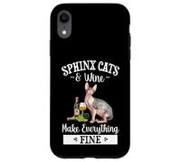 Womens Girls Funny Wine Fine Sphinx Cat Lover Carcasa para iPhone XR
