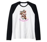 Womens Girls I Do What I Want Leopard Print Bow Pitbull Dog Camiseta Manga Raglan