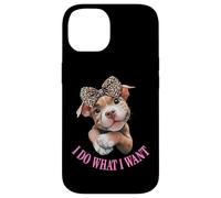 Womens Girls I Do What I Want Leopard Print Bow Pitbull Dog Carcasa para iPhone 14
