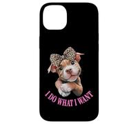Womens Girls I Do What I Want Leopard Print Bow Pitbull Dog Carcasa para iPhone 14 Plus