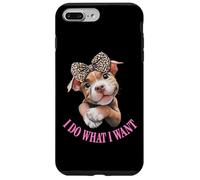 Womens Girls I Do What I Want Leopard Print Bow Pitbull Dog Carcasa para iPhone 7 Plus/8 Plus