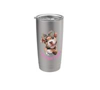 Womens Girls I Do What I Want Leopard Print Bow Pitbull Dog Vaso térmico de acero inoxidable de doble pared