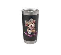 Womens Girls I Do What I Want Leopard Print Bow Pitbull Dog Vaso térmico de acero inoxidable de doble pared