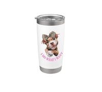 Womens Girls I Do What I Want Leopard Print Bow Pitbull Dog Vaso térmico de acero inoxidable de doble pared