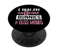 Womens Girls I Run On Bunnies & Caffeine Bunny Lover PopSockets PopGrip Adhesivo