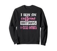 Womens Girls I Run On Caffeine & Brittany Spaniel Dog Lover Sudadera