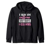 Womens Girls I Run On Caffeine & Brittany Spaniel Dog Lover Sudadera con Capucha