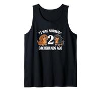 Womens Girls I Was Normal 2 Dachshunds Ago Black Tan Lover Camiseta sin Mangas