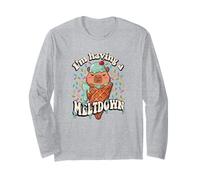 Womens Girls I'm Having A Meltdown Ice Cream Capybara Lover Manga Larga