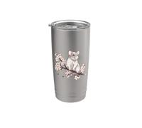 Womens Girls Japanese Sakura Cherry Blossom Pet Rat Lover Vaso térmico de acero inoxidable de doble pared