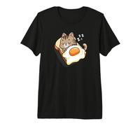 Womens Girls Kawaii Egg Toast Napping Brown Tabby Cat Camiseta Premium