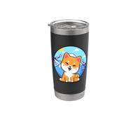 Womens Girls Kawaii Japanese Sakura Cherry Blossom Shiba Inu Vaso térmico de acero inoxidable de doble pared