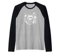 Womens Girls Kid Aesthetic Wildflower Botanical Ferret Lover Camiseta Manga Raglan