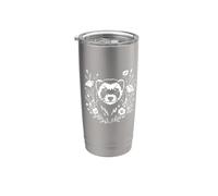 Womens Girls Kid Aesthetic Wildflower Botanical Ferret Lover Vaso térmico de acero inoxidable de doble pared