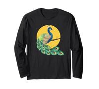 Womens Girls Kid Beautiful Yellow Moon Elegant Peacock Lover Manga Larga