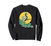 Womens Girls Kid Beautiful Yellow Moon Elegant Peacock Lover Sudadera
