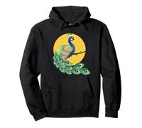 Womens Girls Kid Beautiful Yellow Moon Elegant Peacock Lover Sudadera con Capucha