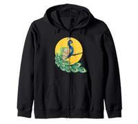 Womens Girls Kid Beautiful Yellow Moon Elegant Peacock Lover Sudadera con Capucha
