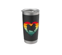 Womens Girls Kid Retro Vintage Sunset Heart Pomeranian Lover Vaso térmico de acero inoxidable de doble pared