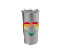 Womens Girls Kid Retro Vintage Sunset Heart Pomeranian Lover Vaso térmico de acero inoxidable de doble pared