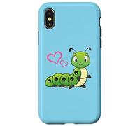 Womens Girls Kids Cute Cartoon Hearts Caterpillar Lover Carcasa para iPhone X/XS