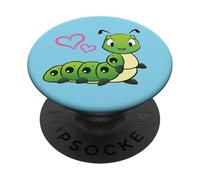 Womens Girls Kids Cute Cartoon Hearts Caterpillar Lover PopSockets PopGrip Adhesivo