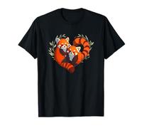 Womens Girls Kids Cute Chibi Heart Love Two Red Panda Lover Camiseta