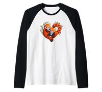Womens Girls Kids Cute Chibi Heart Love Two Red Panda Lover Camiseta Manga Raglan