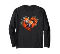 Womens Girls Kids Cute Chibi Heart Love Two Red Panda Lover Manga Larga