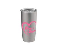 Womens Girls Kids Cute Funny Pink Heart Pom Mom Lover Vaso térmico de acero inoxidable de doble pared