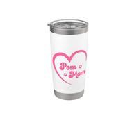 Womens Girls Kids Cute Funny Pink Heart Pom Mom Lover Vaso térmico de acero inoxidable de doble pared