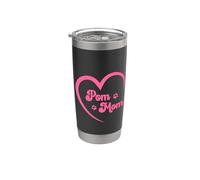 Womens Girls Kids Cute Funny Pink Heart Pom Mom Lover Vaso térmico de acero inoxidable de doble pared