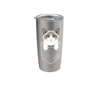 Womens Girls Kids Cute Pocket Ragdoll Cat Lover Vaso térmico de acero inoxidable de doble pared
