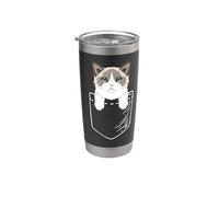 Womens Girls Kids Cute Pocket Ragdoll Cat Lover Vaso térmico de acero inoxidable de doble pared