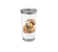 Womens Girls Kids Flowers Floral Cute Wh uinea Pig Lover Vaso térmico de acero inoxidable de doble pared